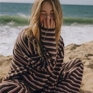 Daily Drills Striped Cashmere Loungewear Set in Brown, Pink, and Cream